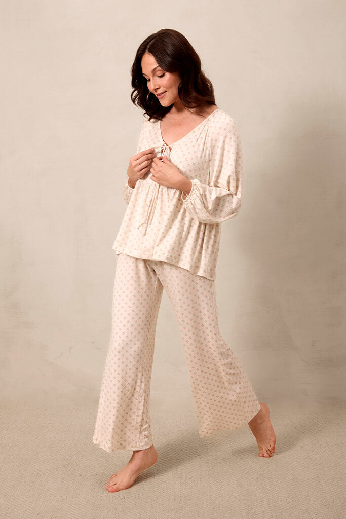 Blush Floret Tie-Top Long-Sleeve Women's Sleep Set - Image 5