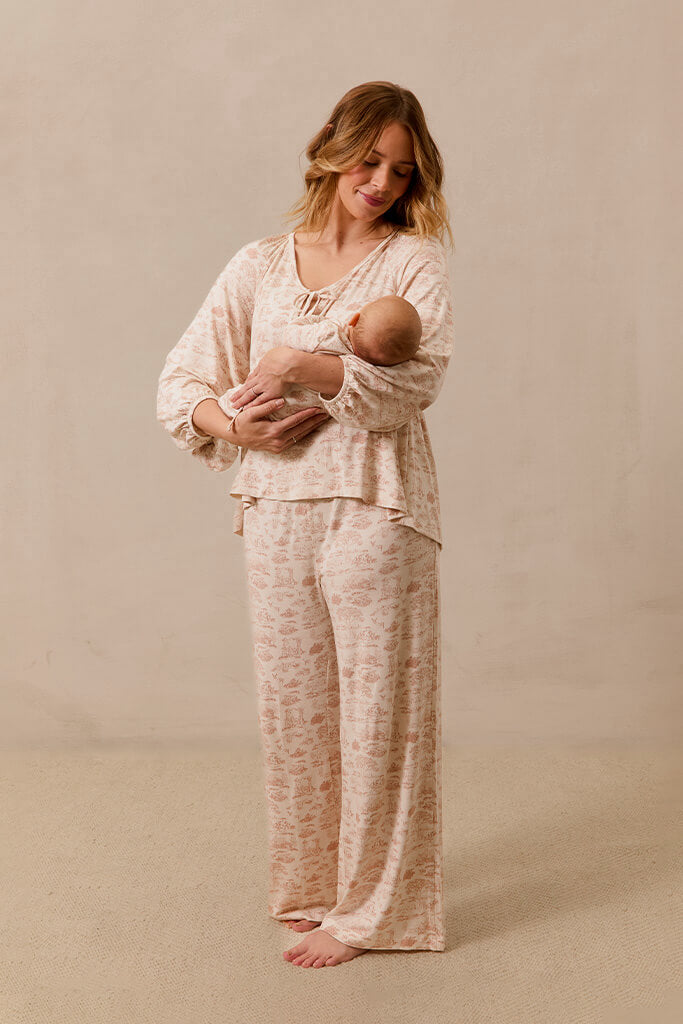 Rose Toile Tie-Top Long-Sleeve Women's Sleep Set - Image 5