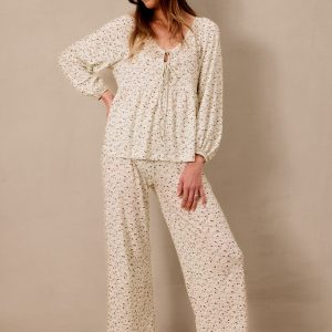 Strawberry Tie-Top Long-Sleeve Women's Sleep Set