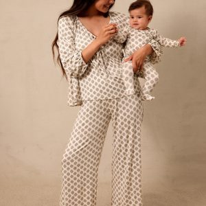 Thistle Block Tie-Top Long-Sleeve Women's Sleep Sets