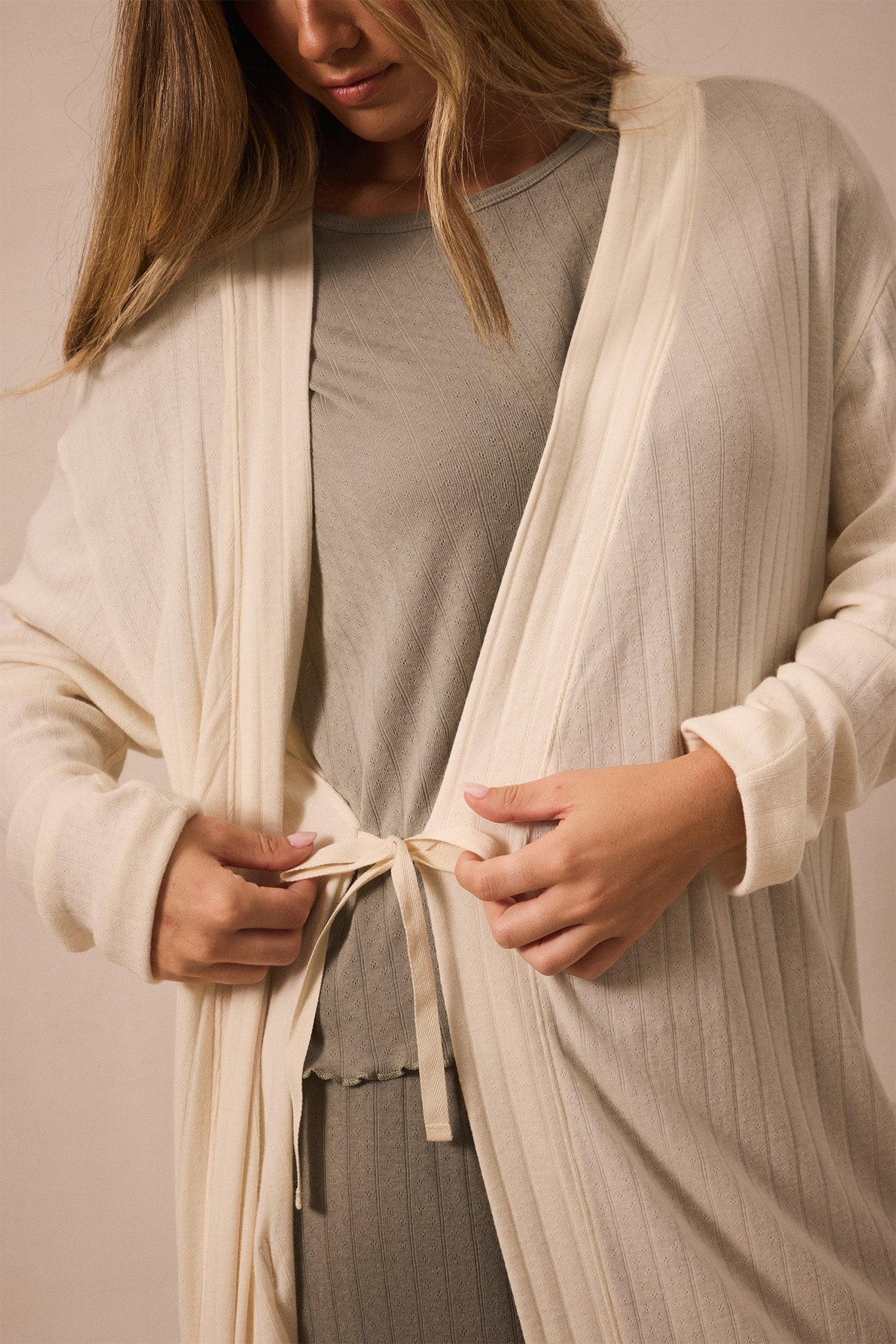 Cream Pointelle Robe - Image 6