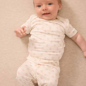 Blush Floret Short-Sleeve Baby Sleep Set
