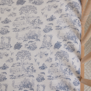 Bleu Toile Crib Sheet