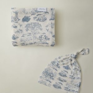 Bleu Toile Swaddle + Hat Set
