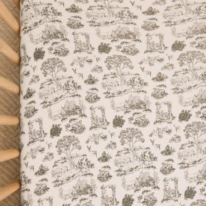 Charcoal Toile Crib Sheet