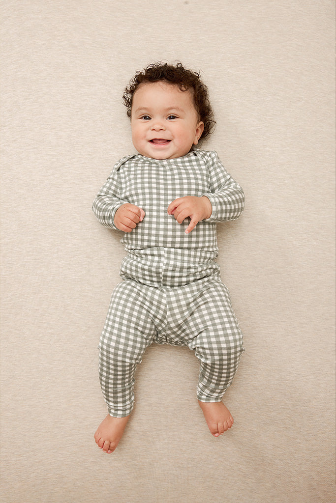 Green Gingham Baby Sleep Set