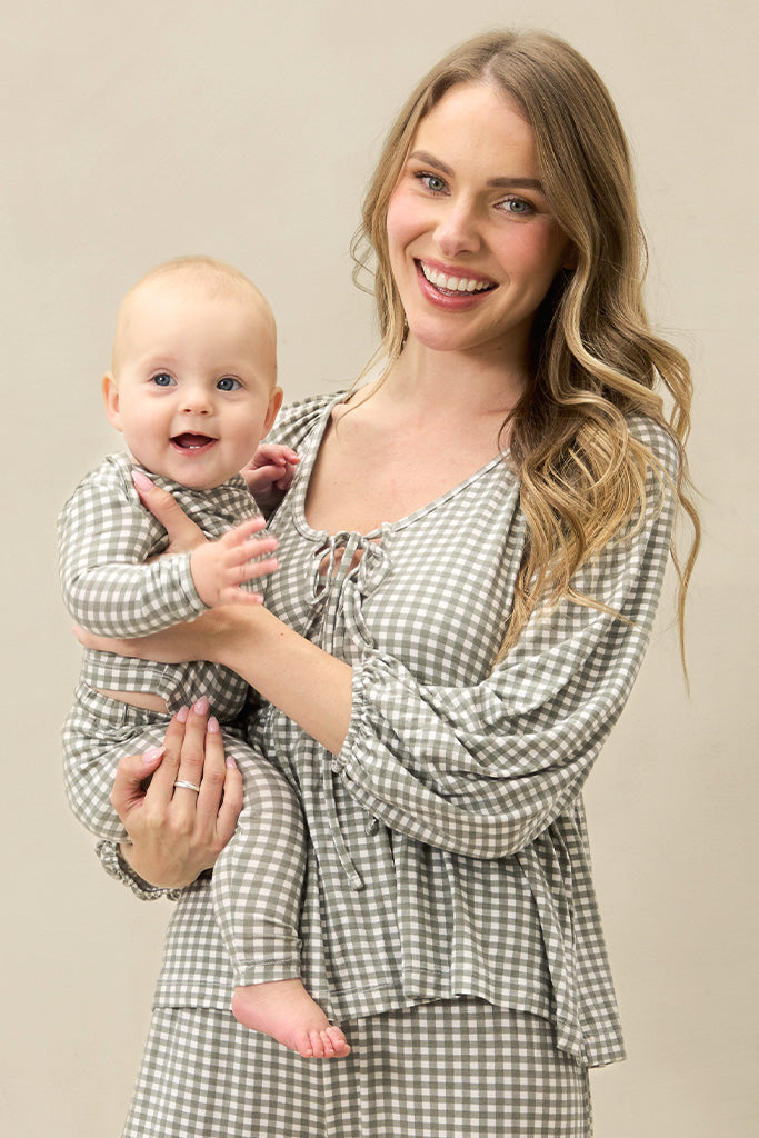 Green Gingham Baby Sleep Set - Image 3