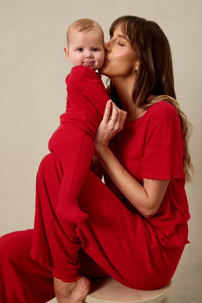 Red Pointelle Baby Sleep Set - Image 2