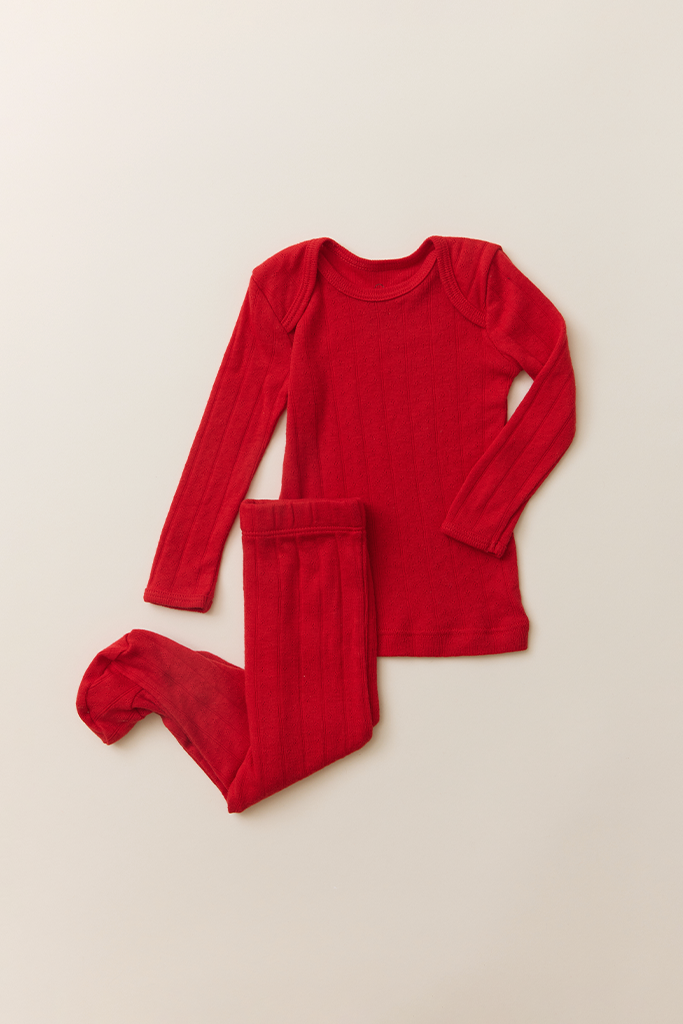 Red Pointelle Baby Sleep Set - Image 5